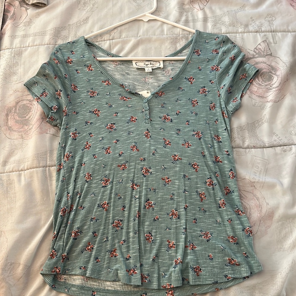 Floral blue shirt